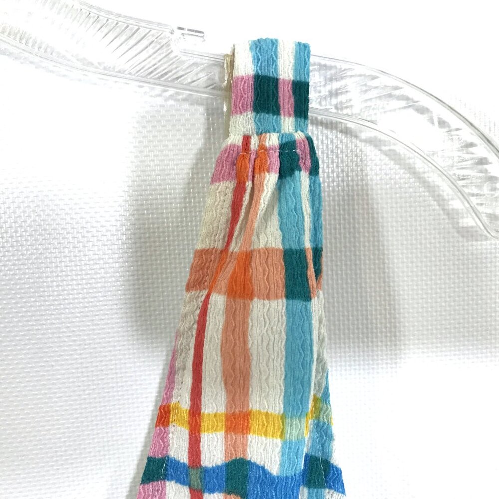 Cato Casual V-Neck Smocked Midi Dress Multi-Color Check Print S - Picture 6 of 10